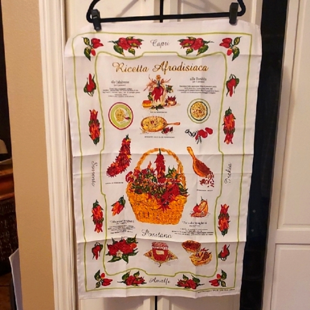 Italian Dish Towel Tea Towel Wall Hanging Red Pepper Theme